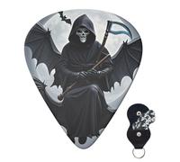 Paquete de 6 púas de guitarra, 3 púas de guitarra personalizadas de diferentes grosores, murciélago, luna de la muerte, púas de guitarra eléctrica, bajo, 4 unidades de 0,46 mm, 4 unidades de 0,71 mm