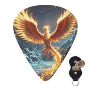 Paquete de 6 púas de guitarra, 3 púas de guitarra personalizadas de diferentes grosores, púas de fuego y agua, Púas de guitarra eléctrica y bajo, 4 unidades de 0,46 mm, 4 unidades de 0,71 mm, 4