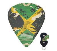 Paquete de 6 púas de guitarra, 3 púas personalizadas de diferentes grosores, púas de guitarra vintage con bandera de Jamaica, púas de guitarra eléctrica y bajo, 4 unidades de 0,46 mm, 4 unidades de