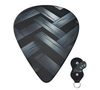 Paquete de 6 púas de guitarra acústica con bolsa organizadora de almacenamiento, 3 grosores diferentes, rectangulares y negras.