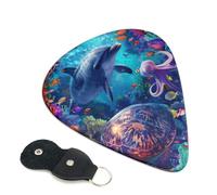 Paquete de 6 púas de guitarra bajo el agua, tortuga, delfín, pulpo, 0.46, 0.71 y 0.93 mm, incluye púas de guitarra fina, mediana y pesada, púas de guitarra eléctrica para guitarra acústica, bajo