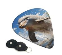 Paquete de 6 púas de guitarra con caja de almacenamiento organizadora, 3 grosores diferentes. Hay un delfín saltando púas de guitarra para bajo, eléctrico, acústico, regalos de Navidad, incluye 0.46