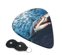 Paquete de 6 púas de guitarra con caja de almacenamiento organizadora, 3 grosores diferentes, un tiburón nada en el mar, púas de guitarra para bajo, eléctrico, acústico, regalos de Navidad, incluye