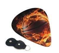 Paquete de 6 púas de guitarra con caja de almacenamiento organizadora, 3 púas de baloncesto de diferentes grosores en el fuego, púas para bajo, eléctrico, acústico, regalos de Navidad, incluye 0.46 mm