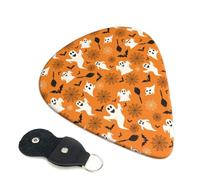 Paquete de 6 púas de guitarra con estampado de fantasmas de Halloween, 0.46, 0.71 y 0.93 mm, incluye púas de guitarra fina, media y pesada, púas de guitarra eléctrica para guitarra acústica, bajo