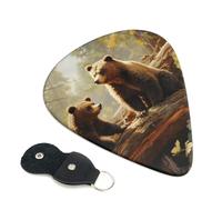 Paquete de 6 púas de guitarra de 3 grosores diferentes con bonitos osos que tocan en el árbol con bolsa organizadora de almacenamiento para guitarras eléctricas, púas para guitarras acústicas, púas de