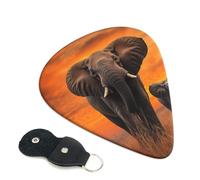 Paquete de 6 púas de guitarra de 3 grosores diferentes con diseño de elefante salvaje con bolsa organizadora, púas de guitarra eléctrica, púas para guitarra acústica, púas de bajo (0.46 mm, 0.71 mm