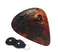 Paquete de 6 púas de guitarra de 3 grosores diferentes con diseño de lobo salvaje en el fuego, con bolsa organizadora, púas de guitarra eléctrica, púas para guitarra acústica, púas de bajo (0.46 mm