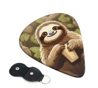 Paquete de 6 púas de guitarra de 3 grosores diferentes con diseño de perezoso de dibujos animados con bolsa organizadora de almacenamiento para guitarras eléctricas, púas para guitarras acústicas