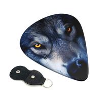 Paquete de 6 púas de guitarra de 3 grosores diferentes con ojos de lobo con bolsa organizadora de almacenamiento, púas de guitarra eléctrica, púas para guitarras acústicas, púas de bajo (0.46 mm, 0.71
