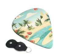 Paquete de 6 púas de guitarra de 3 grosores diferentes con patrón de sandía junto al mar con bolsa organizadora de almacenamiento para guitarras eléctricas, púas para guitarras acústicas, púas de bajo