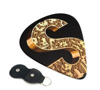 Paquete de 6 púas de guitarra de 3 grosores diferentes con signo de dólar dorado con bolsa organizadora, púas de guitarra eléctrica, púas para guitarras acústicas, púas de bajo (0.46 mm, 0.71 mm, 0.96