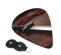 Paquete de 6 púas de guitarra de 3 grosores diferentes de espada samurái japonesa con bolsa organizadora de almacenamiento para guitarras eléctricas, púas para guitarras acústicas, púas de bajo (0.46