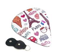 Paquete de 6 púas de guitarra de 3 grosores diferentes de Paris Butterfly Eiffe con bolsa organizadora de almacenamiento para guitarras acústicas y bajos (0.46 mm, 0.71 mm, 0.96 mm)