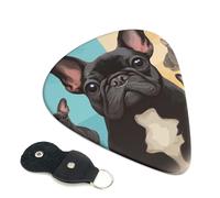 Paquete de 6 púas de guitarra de 3 grosores diferentes de perro bulldog francés, lindas púas de guitarra con bolsa organizadora de almacenamiento para guitarras acústicas y bajos (0.46 mm, 0.71 mm