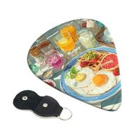 Paquete de 6 púas de guitarra de 3 grosores diferentes, hermosas púas de guitarra de desayuno con bolsa organizadora de almacenamiento para guitarras acústicas, púas de bajo (0.46 mm, 0.71 mm, 0.96 mm
