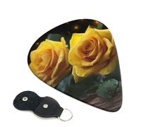Paquete de 6 púas de guitarra de 3 grosores diferentes, hermosas rosas amarillas, púas de guitarra con bolsa organizadora, púas de guitarra eléctrica, púas para guitarras acústicas, púas de bajo (0.46