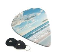 Paquete de 6 púas de guitarra de 3 grosores diferentes, para playa, pájaros marinos, ondas, con bolsa organizadora, púas de guitarra eléctrica, púas para guitarra acústica, púas de bajo (0.46 mm, 0.71