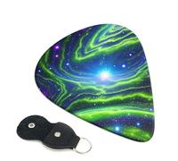 Paquete de 6 púas de guitarra de 3 grosores diferentes, verde, azul, morado, galaxia, con bolsa organizadora, púas de guitarra eléctrica, púas para guitarra acústica, púas de bajo (0.46 mm, 0.71 mm