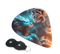 Paquete de 6 púas de guitarra de dragón azul y tigre blanco, accesorios de ukelele para bajo, guitarra acústica eléctrica, púas de guitarra medianas con bolsa organizadora