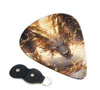 Paquete de 6 púas de guitarra de dragón blanco con cuernos dorados, accesorios de ukelele para bajo, guitarra acústica eléctrica, púas de guitarra pesada con bolsa organizadora