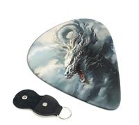 Paquete de 6 púas de guitarra de dragón blanco nube - 0.46 0.71 0.93 mm, incluye púas de guitarra geniales, delgadas, medianas y pesadas, púas de guitarra eléctrica para guitarra acústica, bajo