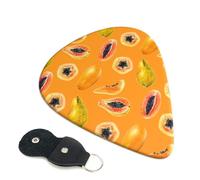Paquete de 6 púas de guitarra de frutas tropicales de papaya, 0,46, 0,71 y 0,93 mm, incluye púas de guitarra fina, media y pesada, púas de guitarra eléctrica para guitarra acústica, bajo, ukelele