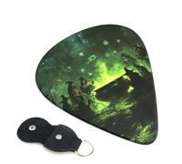 Paquete de 6 púas de guitarra de Halloween Green Forest Witch, accesorios de ukelele para bajo eléctrico, guitarra acústica, púas de guitarra medianas con bolsa organizadora