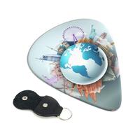 Paquete de 6 púas de guitarra Let's Go Travel Around the World, accesorios de ukelele para bajo, guitarra acústica eléctrica, púas finas con bolsa organizadora