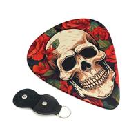 Paquete de 6 púas de guitarra personalizadas con caja de almacenamiento organizadora, diseño de calavera de azúcar, rosa, púa de guitarra acústica eléctrica, púa para bajo (0.46 mm, 0.71 mm, 0.96 mm)