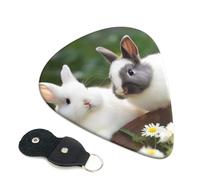 Paquete de 6 púas de guitarra personalizadas con caja de almacenamiento organizadora, dos púas de conejo para guitarra eléctrica acústica y eléctrica (0.46 mm, 0.71 mm, 0.96 mm)
