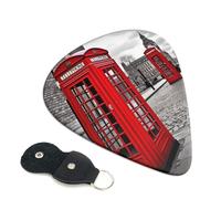 Paquete de 6 púas de guitarra personalizadas con caja de almacenamiento organizadora, púa de guitarra acústica eléctrica para cabina de teléfono London Red (0.46 mm, 0.71 mm, 0.96 mm)