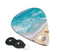 Paquete de 6 púas de guitarra personalizadas con caja organizadora de almacenamiento, diseño de concha de mar, estrella de mar, púas de guitarra eléctrica y acústica para púas de bajo (0.46 mm, 0.71