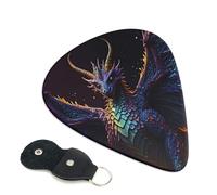 Paquete de 6 púas de guitarra Rainbow Wings Majestic Dragon, accesorios para guitarra acústica eléctrica, accesorios para ukelele, púas de guitarra medianas con bolsa organizadora