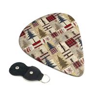 Paquete de 6 púas de guitarra rústicas a cuadros Forest Lodge, 0.46, 0.71 y 0.93 mm, incluye púas de guitarra fina, media y pesada, púas de guitarra eléctrica para guitarra acústica, bajo, ukelele