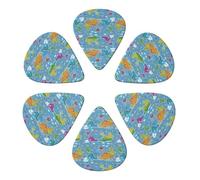 Paquete de 6 púas de guitarra únicas "Atlas Map of World Blue", finas, medianas y gruesas, para guitarra eléctrica, acústica, bajo y ukelele.