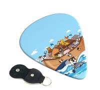 Paquete de 6 púas flotantes de guitarra con diseño de animales en el arca de Noé, accesorios de ukelele para bajo, guitarra acústica eléctrica, púas de guitarra pesada con bolsa organizadora