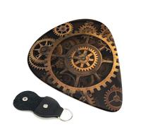 Paquete de 6 púas para guitarra, 3 engranajes de diferentes grosores, reloj de bronce con bolsa de almacenamiento, púas de guitarra eléctrica, púas para guitarra acústica, púas de bajo (0.46 mm, 0.71