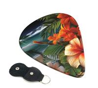 Paquete de 6 púas para guitarra, 3 flores tropicales de diferentes grosores y decoraciones, púas de guitarra con bolsa organizadora de almacenamiento, púas de guitarra eléctrica, púas para guitarras