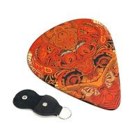 Paquete de 6 púas para guitarra, 3 púas de guitarra de diferentes grosores, diseño tribal naranja, con bolsa organizadora, púas de guitarra eléctrica, púas para guitarras acústicas, púas de bajo (0.46