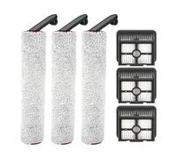 Paquete de 6 rodillos de cepillo de repuesto H12 Pro y filtros HEPA compatibles con Dreame H12 Pro/H12 Dual Wireless Wet and Dry Aspiradora, 3 rodillos de cepillo, 3 filtros HEPA, kit de accesorios