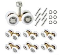 Paquete de 6 ruedas corredizas de cobre con rodamientos de nailon, 20 mm de diámetro y 43 mm de longitud total, para puertas correderas de armario de ducha de cristal, incluye 6 tornillos