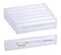 Paquete de 6 separadores de cajones, 8.1 cm de alto, expandibles de 28.4 a 50.8 cm, organizadores de cajones ajustables, separadores de cajones de plástico transparente para ropa, utensilios de cocina