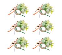 Paquete de 6 servilleteros de madera con temática de Pascua, diseños únicos de huevos de Pascua, servilleteros resistentes para mesa de comedor, decoración de reunión familiar
