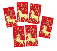 Paquete De 6 Sobres Rojos Del Año Los Caballos Paquetes Bendición Del Año Nuevo Chino Para Ocasiones Festivas Diseño Caballos La Suerte Paquetes Rojos