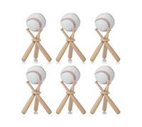 Paquete de 6 Soportes de Béisbol, Soportes de Exhibición de Pelotas de Béisbol, Soporte de Exhibición de Madera, Centro de Mesa para Amantes del