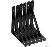 Paquete de 6 soportes de estante resistentes, soportes de estante triangulares de acero inoxidable, marco de soporte de mesa flotante de 6 pulgadas de ángulo recto montado en la pared