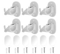 Paquete de 6 soportes de montaje adhesivos para barra de cortina, ganchos ABS para dormitorio, sala de estar, organización del hogar, soportes adhesivos para barra de cortina