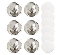 Paquete de 6 tiradores de gabinete de acero inoxidable, pomos de cajón plateados de 22,5 mm con cinta de doble cara para una fácil instalación, no requiere taladrar para armarios de cocina y armarios