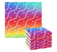 Paquete de 6 toallas de microfibra con patrón de cuadros coloridos, color verde azulado, para decorar la cocina, 11 x 11 pulgadas